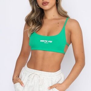 White Fox Boutique Offstage Ribbed Crop Top in Amazon Green